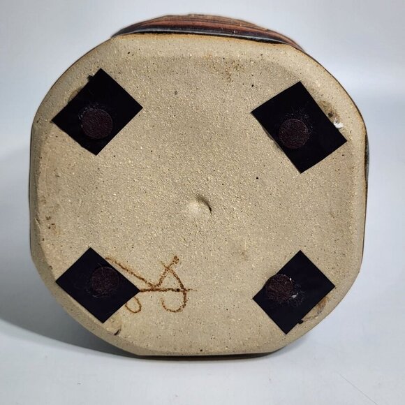 Vintage Wild Rice Blue Pottery Crock Canister Wood with Lid Duck Scene Minnesota - Picture 10 of 11